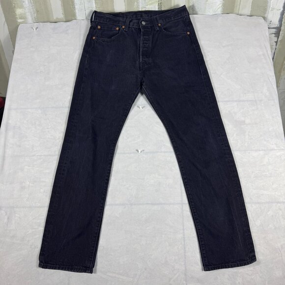 Levi’s 501 Mens Straight Leg Jeans Black Denim 5-Pocket Outdoor Size 33x32 - Picture 1 of 16